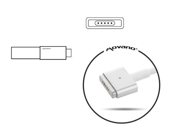 Carregador Movano 14.85V 3.05A Macbook Air A1436 A1465 A1466 MD592LL/A 45W Magsafe2 - Image 4