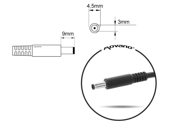 Carregador Movano 19.5V 2.31A (4.5x3.0 mm) 45W para Dell - Image 3