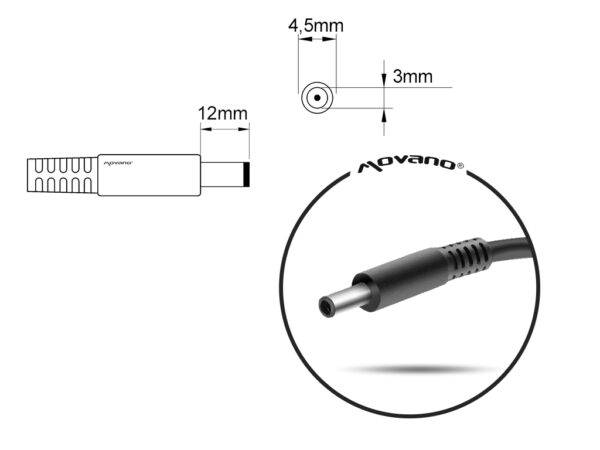 Carregador Movano 19.5V 4.62A (4.5 x 3.0 mm) 90W para Dell - Image 4