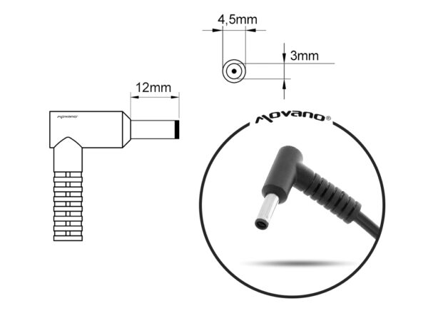 Carregador Movano 19.5V 2.31A (4.5x3.0 mm) 45W para HP - Image 3