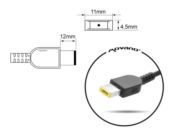 Carregador Movano para Lenovo 20V 2.25A 45W (Retangular 11.0x4.5 mm) - Image 3