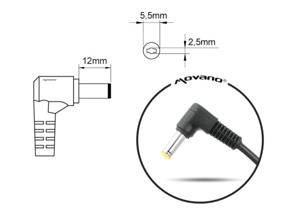 Carregador Movano 19V 3.16A (5.5x2.5) 60W para HP, Toshiba, Acer, Dell e outros - Image 2