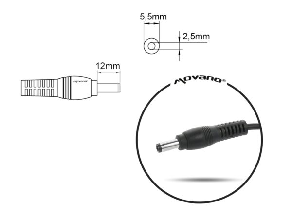Carregador Movano 19V 6.3A (5.5×2.5) 120W para Asus, Acer, Toshiba, MSI, Fujitsu, HP - Image 2