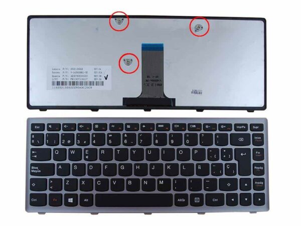 TECLADO PARA PORTATIL LENOVO FLEX 14 G400S PRETO COM ESTRUTURA PRATA