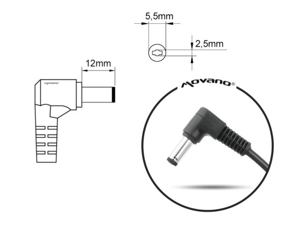 Carregador Movano 19.5V 11.8A (5.5×2.5 mm) 230W para Asus, MSI - Image 4