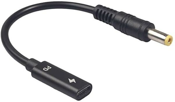 ADAPTADOR USB-C HEMBRA A 5.5X2.5MM MACHO 65W DE 15CM