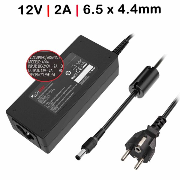 CARREGADOR PARA  MONITOR 12V 2A 6.5 X 4.4MM CON PIN CENTRAL 24W