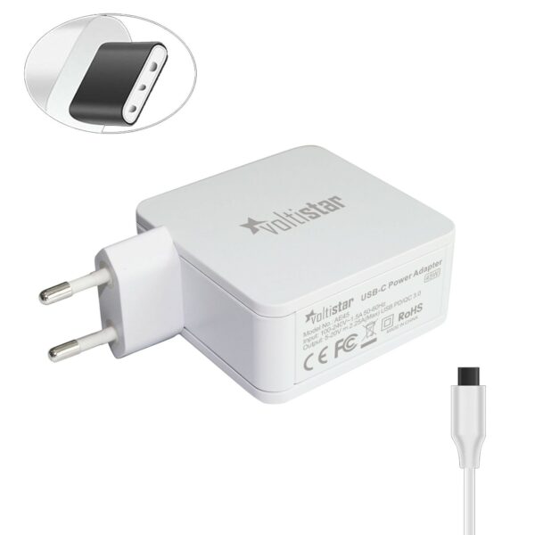 CARREGADORMULTIVOLTAJE USB-C PARA PORTÁTIL 5V-20V 2.25A 45W BLANCO