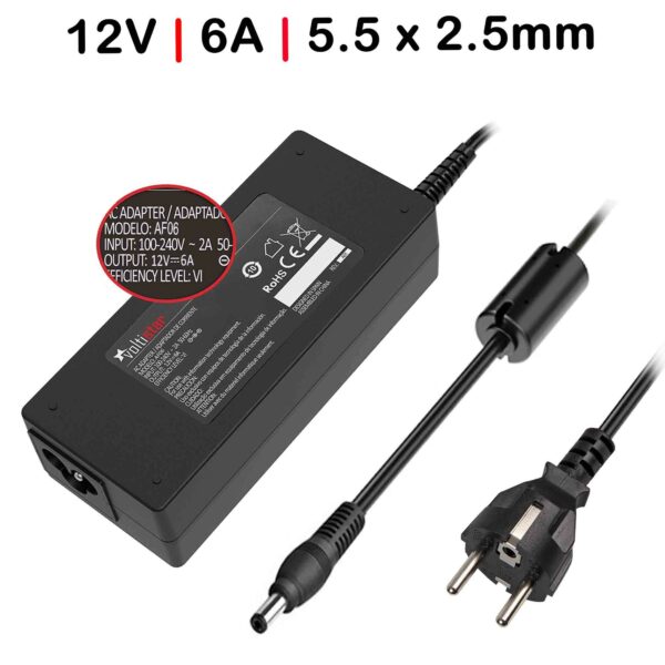 CARREGADOR PARA  TFT MONITOR 12V 6A 72W