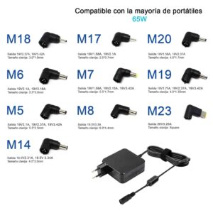 CARREGADOR UNIVERSAL  PARA PORTÁTILES 15/20V 65W 10 TIPS