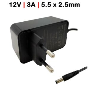 CARREGADOR PARA  TIRAS LEDS ROUTERS CÁMARAS DE SEGURIDAD 12V 3A 5.5X2.5MM