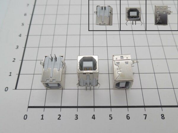 Dc jack para Mother, 4 pin, 90 degrees bent feet, clavijas rectas tipo insertado (printer ) B USB SOCKET