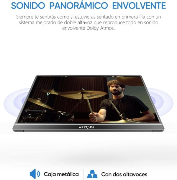 MONITOR PORTÁTIL ARZOPA S1 TABLE DE 15.6" 1080 FHD IPS CON HDMI USB-C PARA PC MAC PS5 NINTENDO SWITCH - Image 6