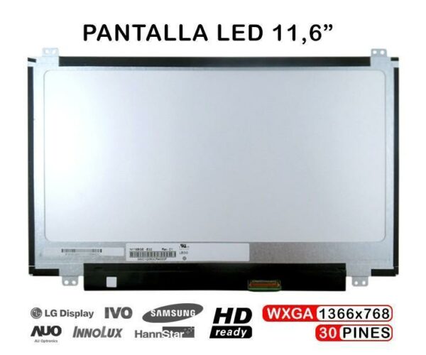 TELA LED DE 11.6" HD LED SLIM PARA PORTÁTIL N116BGE-E42 N116BGE-E32 EDP DE 30 PINES