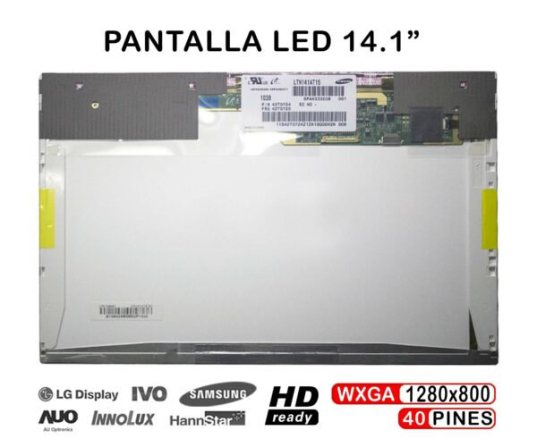 TELA LED DE 14.1" PARA PORTÁTIL B141EW05 V.4 LTN141AT15-001 LP141WX5-TLP3 40 PINES