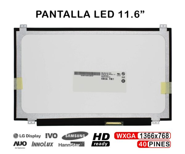 TELA LED DE 11.6" PARA PORTÁTIL TOSHIBA SATELLITE PRO NB10-A-124