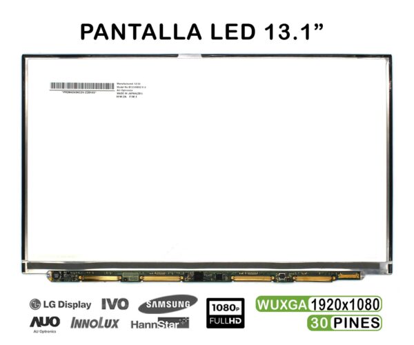 TELA LED 13.1" PARA PORTÁTIL B131HW02 V.0 1920X1080 30 PINES