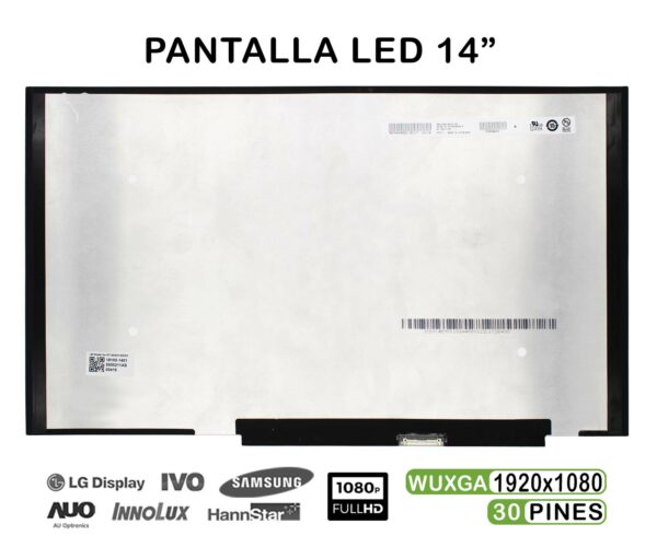 TELA LED DE 14" PARA PORTÁTIL B140HAN06.8 FHD 30 PINES