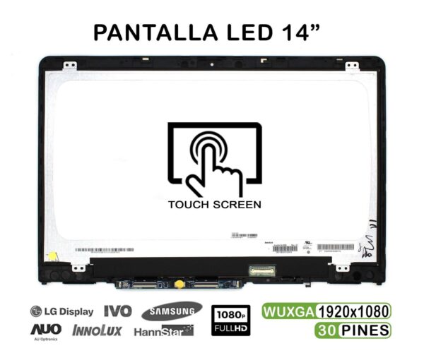 TELA LED TÁCTIL COMPLETA DE 14" PARA PORTÁTIL HP PAVILION X360 14-BA 14M-BA SERIES CON MARCO