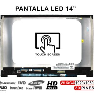TELA LED TÁCTIL COMPLETA DE 14" PARA PORTÁTIL HP PAVILION X360 14-DW 14-DWXXX SERIES CON MARCO