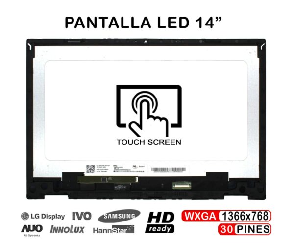TELA LED TÁCTIL COMPLETA DE 14" PARA PORTÁTIL HP PAVILION X360 14-DW 14-DWXXX SERIES CON MARCO