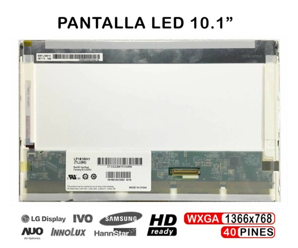 TELA LED DE 10.1" PARA PORTÁTIL LP101WH1-TLB5 LP101WH1-TLA1 1366X768 40 PINES