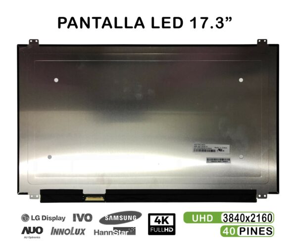 TELA LED DE 17.3" PARA PORTÁTIL LQ173D1JW31 3840X2160 40 PINES