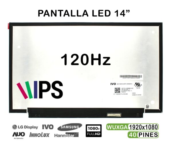 TELA LED DE 14" PARA PORTÁTIL M140NVF7 R0 1.7 IPS 120HZ 40 PINES FHD
