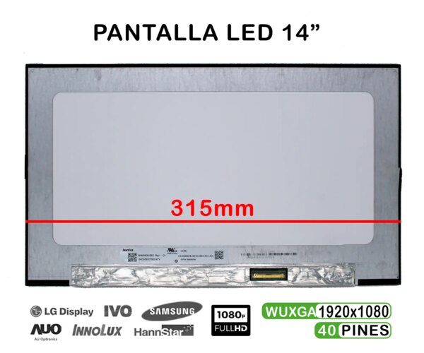 TELA LED DE 14" PARA PORTÁTIL N140HCN-E5C FHD 40 PINES