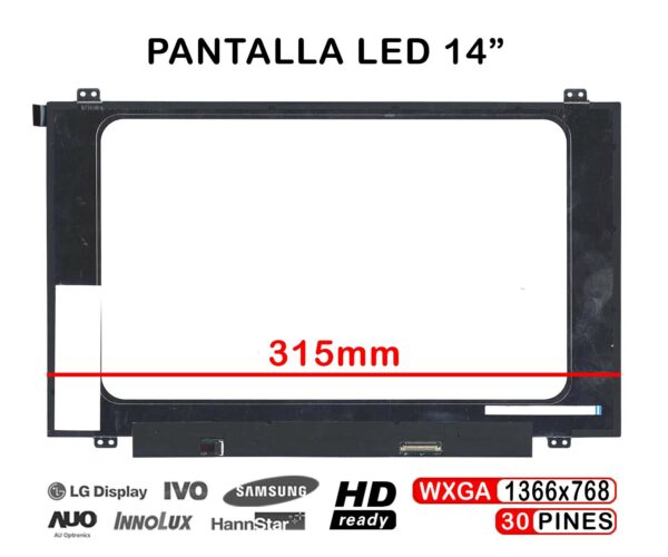 TELA LED DE 14" PARA PORTÁTIL NT140WHM-N44 NT140WHM-N44 V8.0 315MM