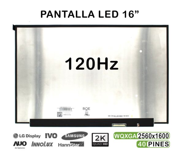 TELA LED DE 16" PARA PORTÁTIL NE160QDM-NY2