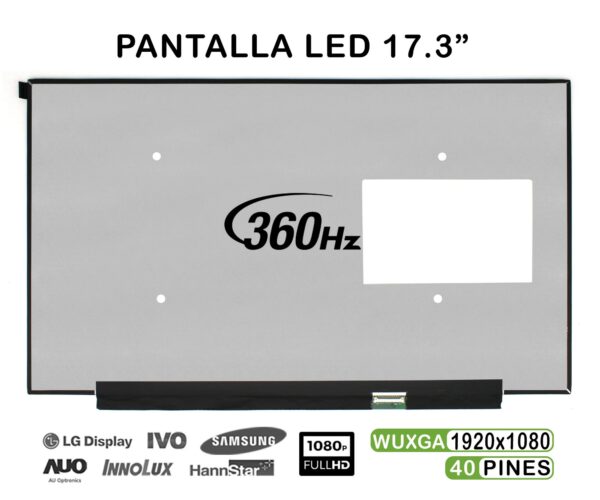 TELA LED DE 17.3" PARA PORTÁTIL NE173FHM-NZ6 V8.0 360HZ FHD 40 PINES