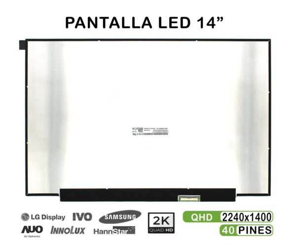 TELA LED DE 14" PARA PORTÁTIL NV140DRM-N63 2K 40 PINES