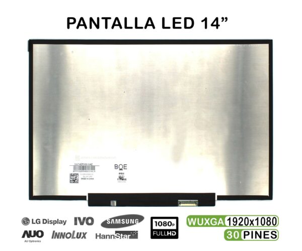 TELA LED DE 14" PARA PORTÁTIL NV140FHM-N4Z FHD 30 PINES