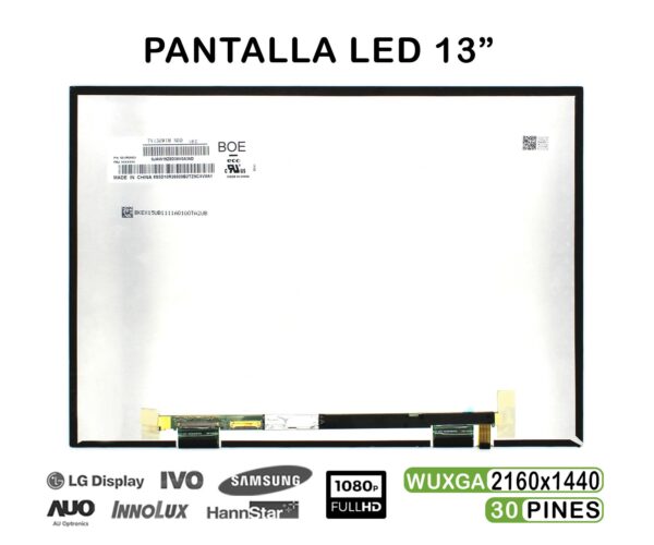 TELA LED DE 13" PARA PORTÁTIL P130ZFA-BA1 2160X1440 30 PINES