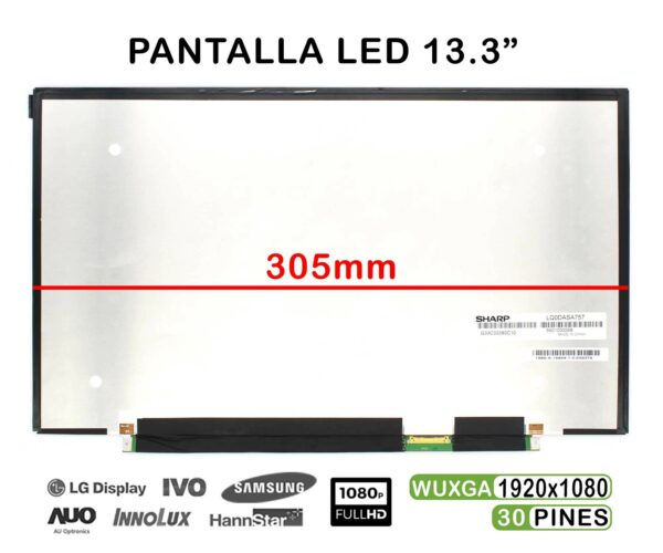 TELA LED DE 13.3" PULGADAS PARA PORTÁTIL SHARP LQ133M1JW02A FHD 30 PINES 305MM