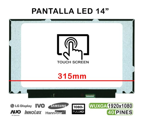 TELA LED TÁCTIL DE 14" PARA PORTÁTIL B140HAK03.2 40 PINES
