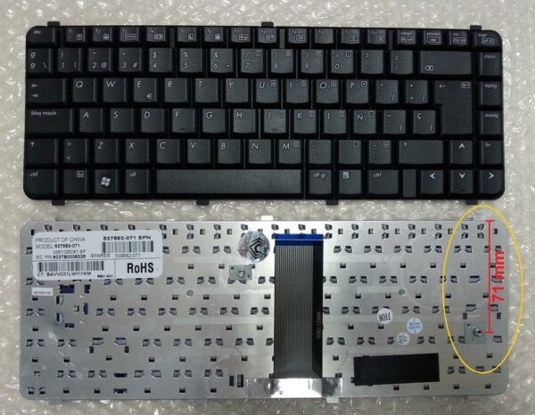 TECLADO PARA PORTATIL HP COMPAQ 510 511 515 516 610 615 537583-071 - Image 2