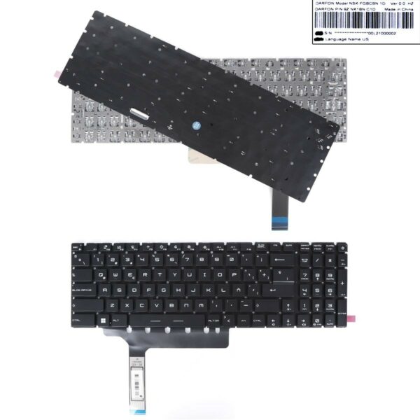TECLADO RETROILUMINADO PARA PORTÁTIL MSI GP76 GE76 GS76 MS-17K1 22-0042C-WX01-001 NEGRO