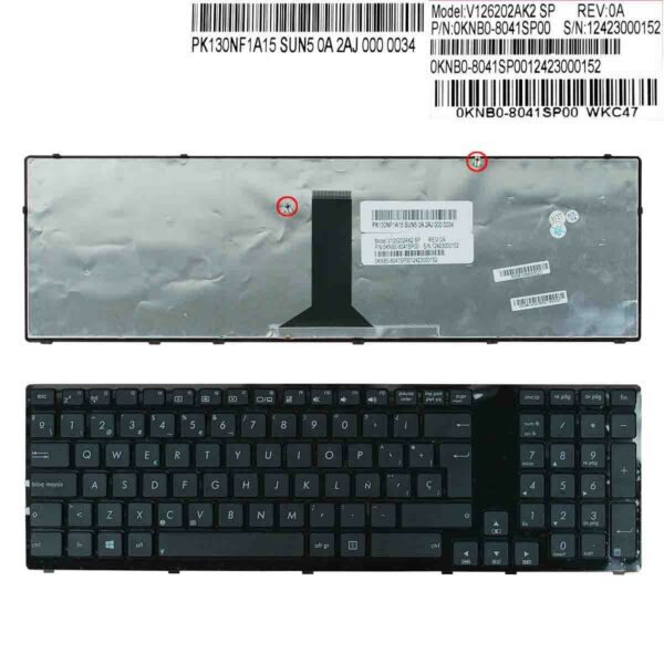TECLADO PARA PORTATIL ASUS K95 K95V K95VB K95VJ K95VM X93 X93S X93SM X93SV ESTRUTURA BRILLANTE