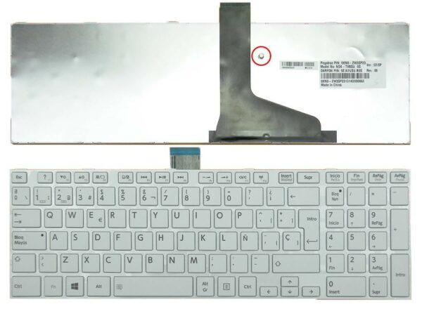 TECLADO PARA PORTATIL TOSHIBA L850 BRANCO ESTRUTURA