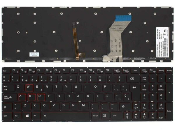 TECLADO BACKLIT GAMING PARA PORTATIL LENOVO IDEAPAD Y700-15 PRETO SIN ESTRUTURA