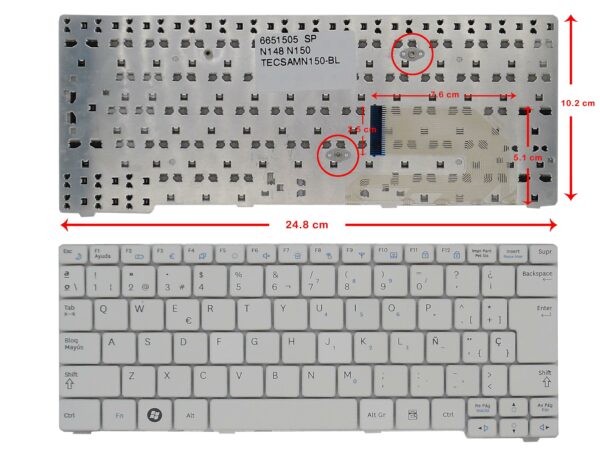 TECLADO PARA PORTATIL SAMSUNG NP N145 N148 N150 CNBA590 BRANCO - Image 2