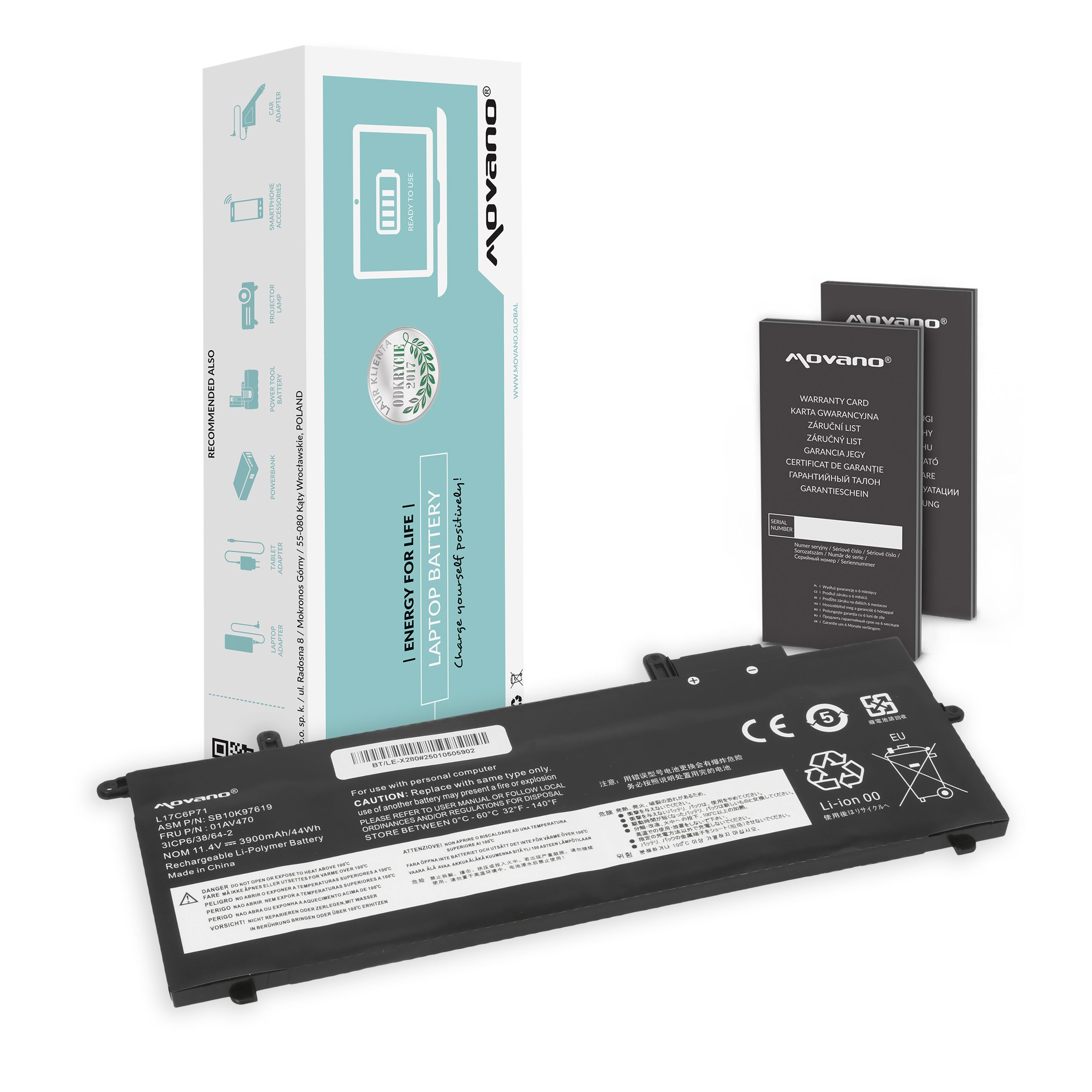 Bateria Movano para Lenovo ThinkPad A285, X280 L17C6P71