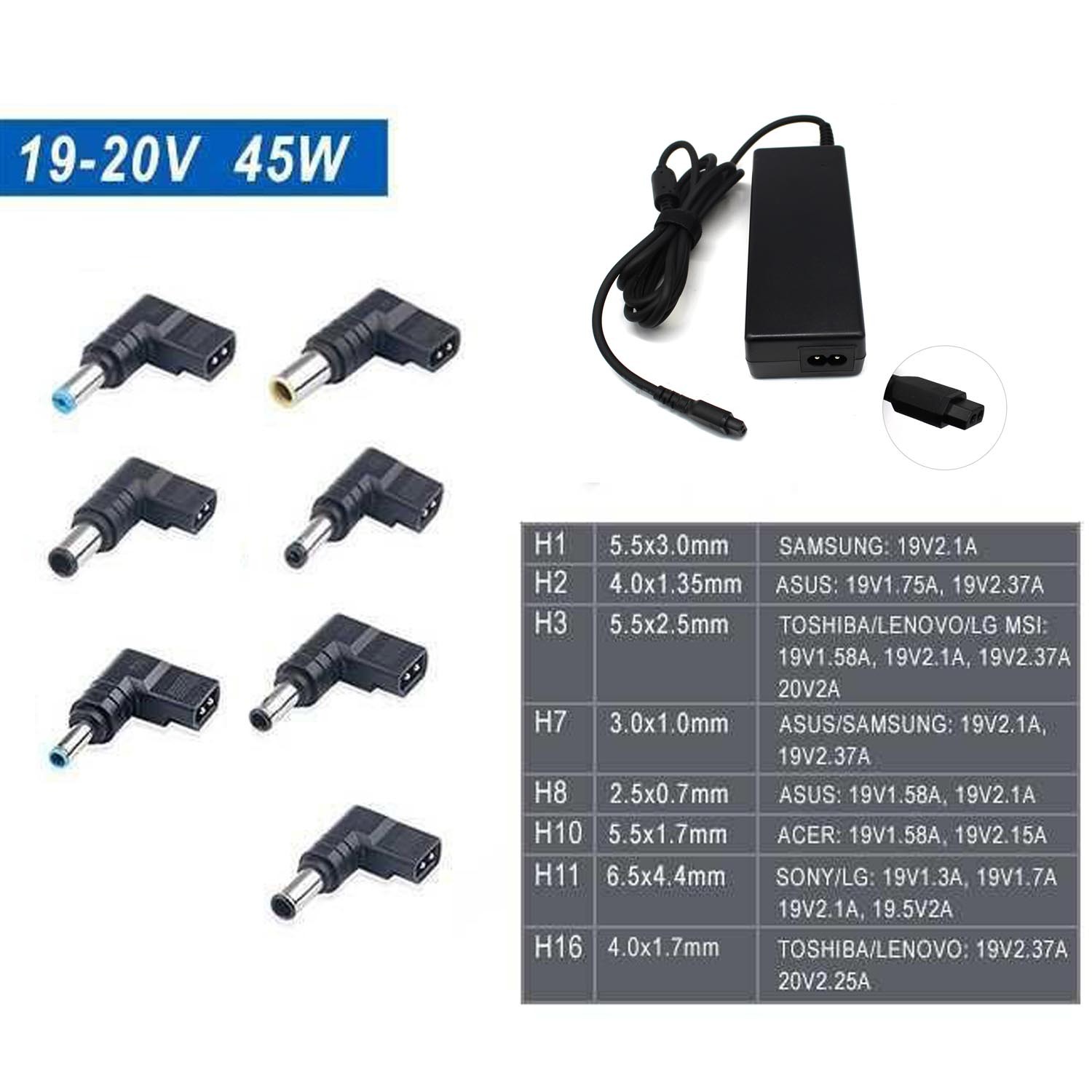 CARREGADOR UNIVERSAL PARA PORTÁTEIS 19-20V 45W