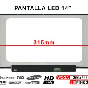 ECRÃ LED BRILHANTE PARA LAPTOP DE 14" B140XTN07.2 B140XTN07.2 HW1A NT140WHM-N44 V8.0 315 MM