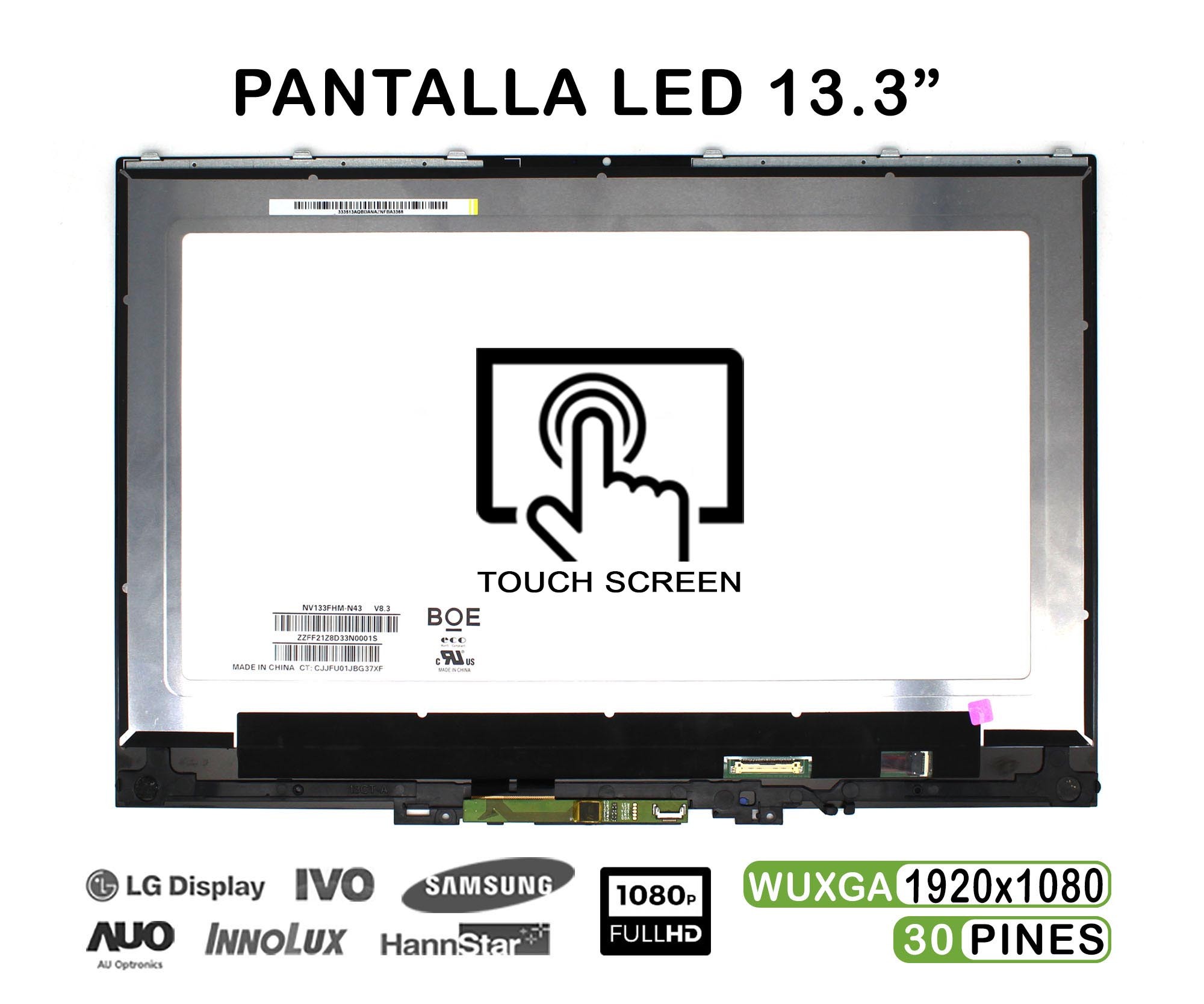 ECRÃ COM TÁTIL Y ESTRUTURA DE 13.3" PARA PORTATIL LENOVO YOGA 720-13IKB FHD M133NWF4 R0