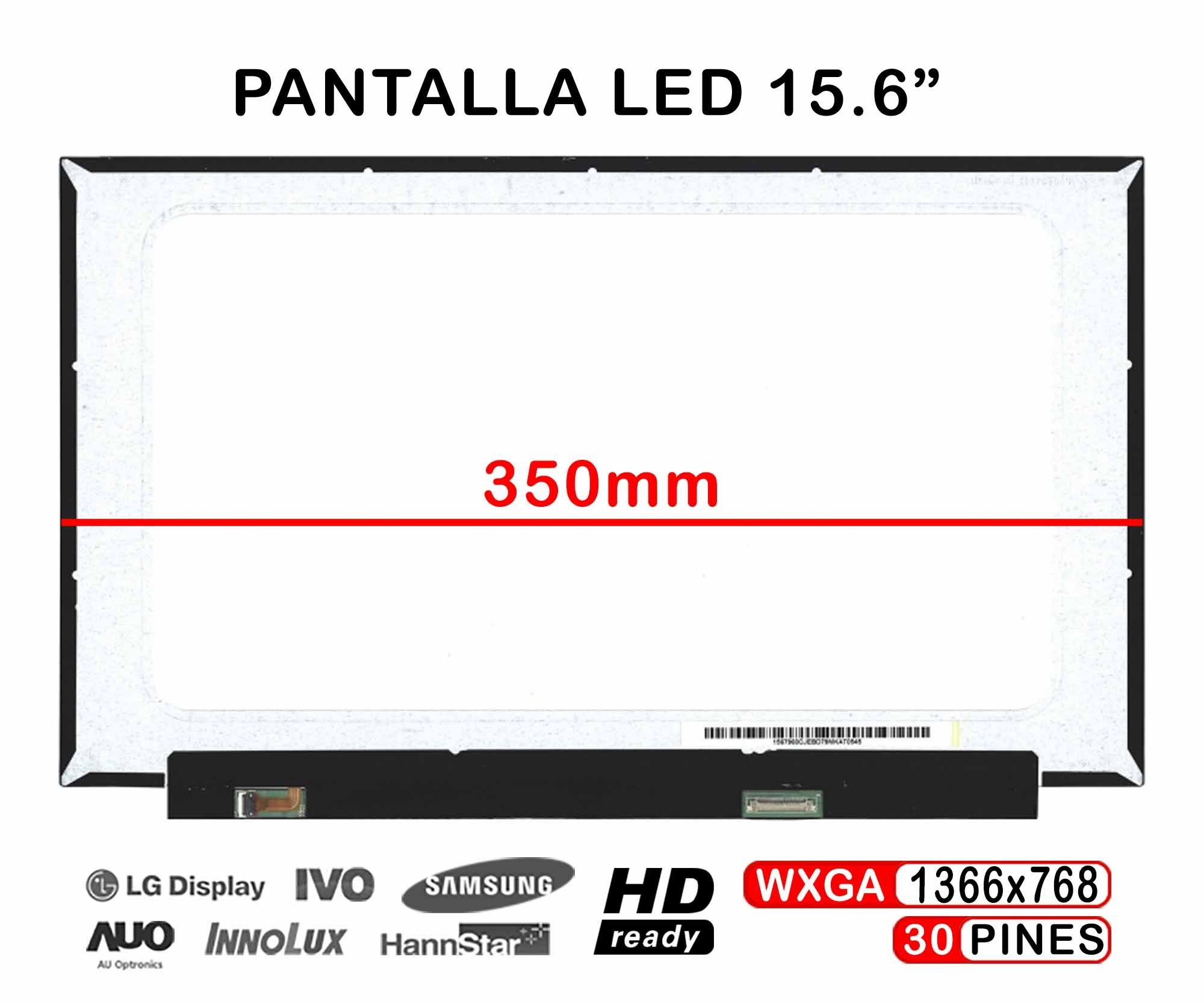 ECRÃ LED BRILHANTE DE 15.6" NT156WHM-N44 NT156WHM-N44 V8.0 NT156WHM-N48 NT156WHM-N49 BRILHO PARA PORTÁTIL