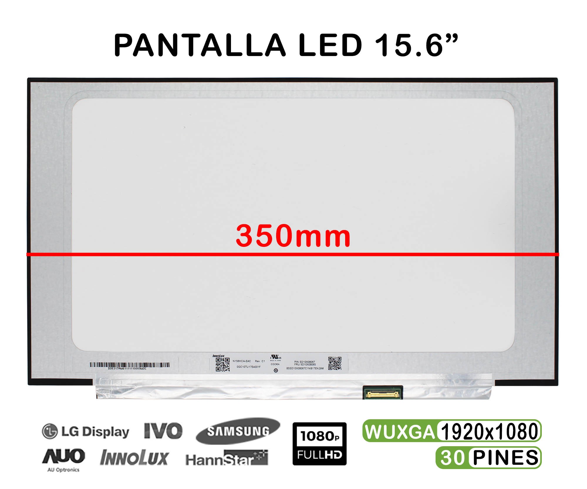 ECRÃ LED FROSO DE 15.6" PARA PORTATIL LENOVO N156HCE-EN1 N156HGA-EA3 REV.C3 FHD