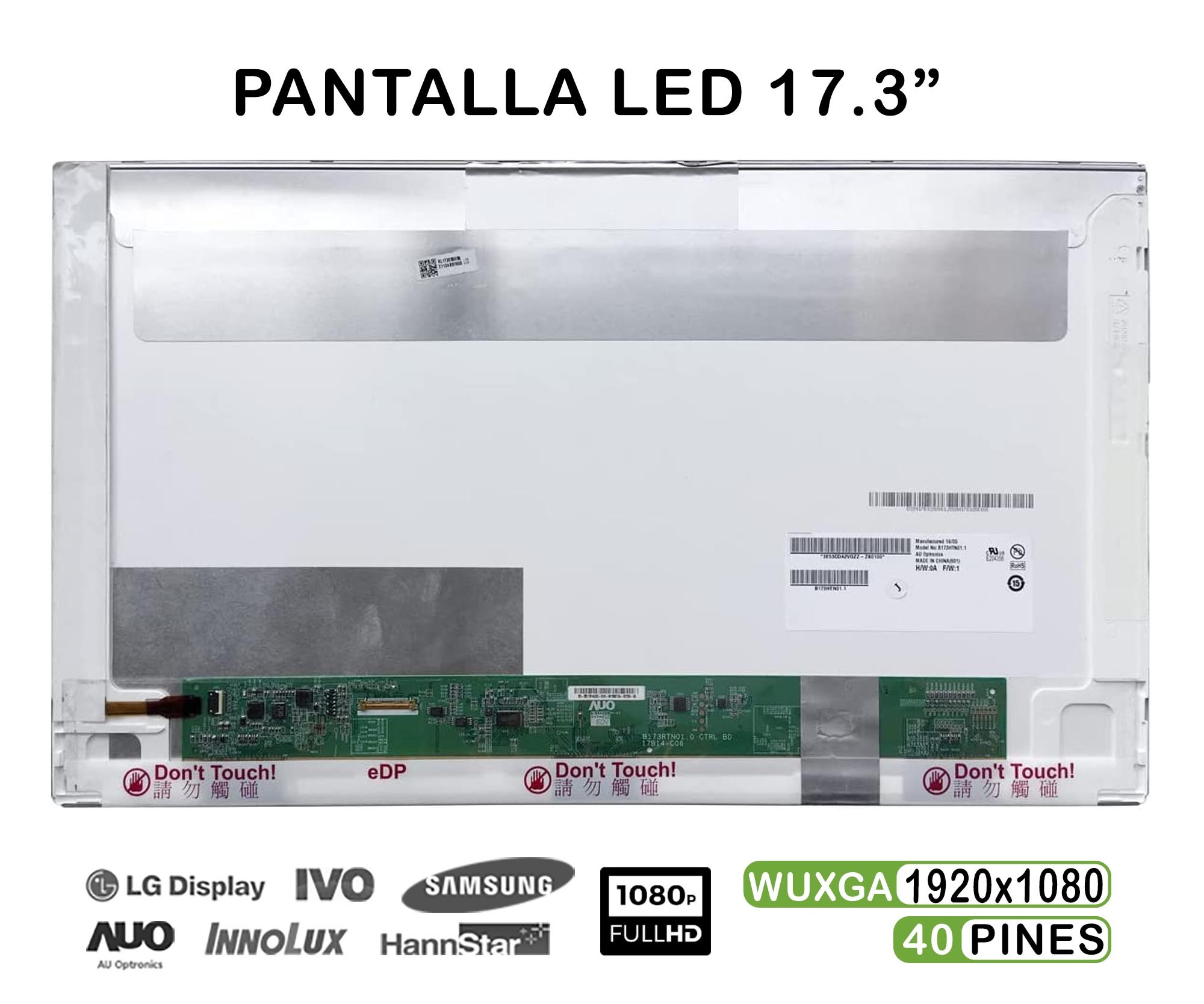 ECRÃ LED DE 17.3" PARA PORTATIL ASUS N750JV FHD 40 PINES